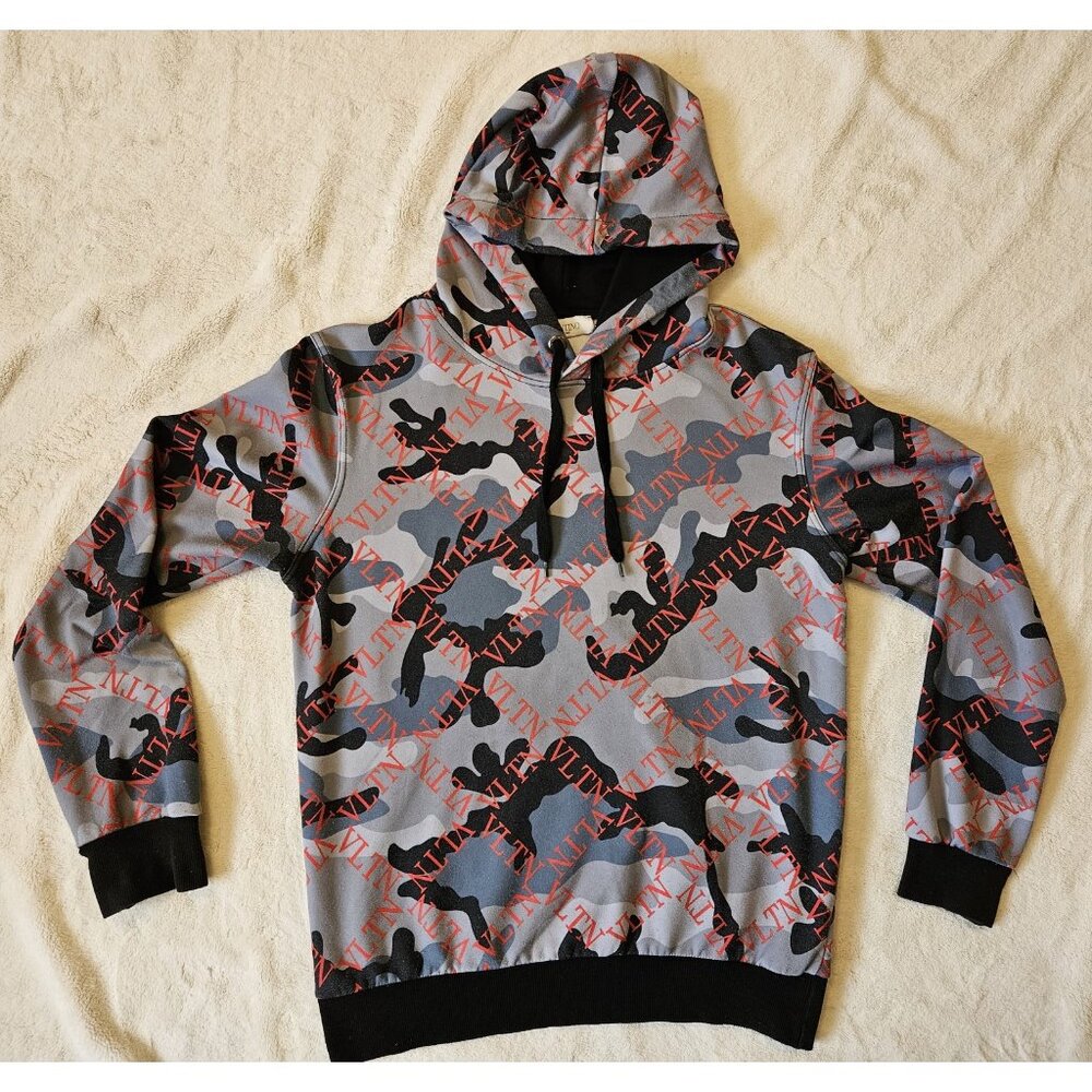 Valentino hoodie sweatshirt Size XL/52 Gray Camo Theme Made In Italy